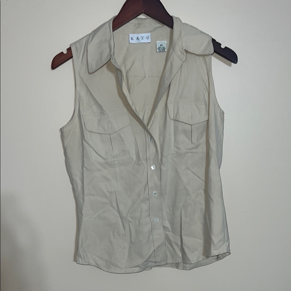 Women's Cream Sleeveless Top